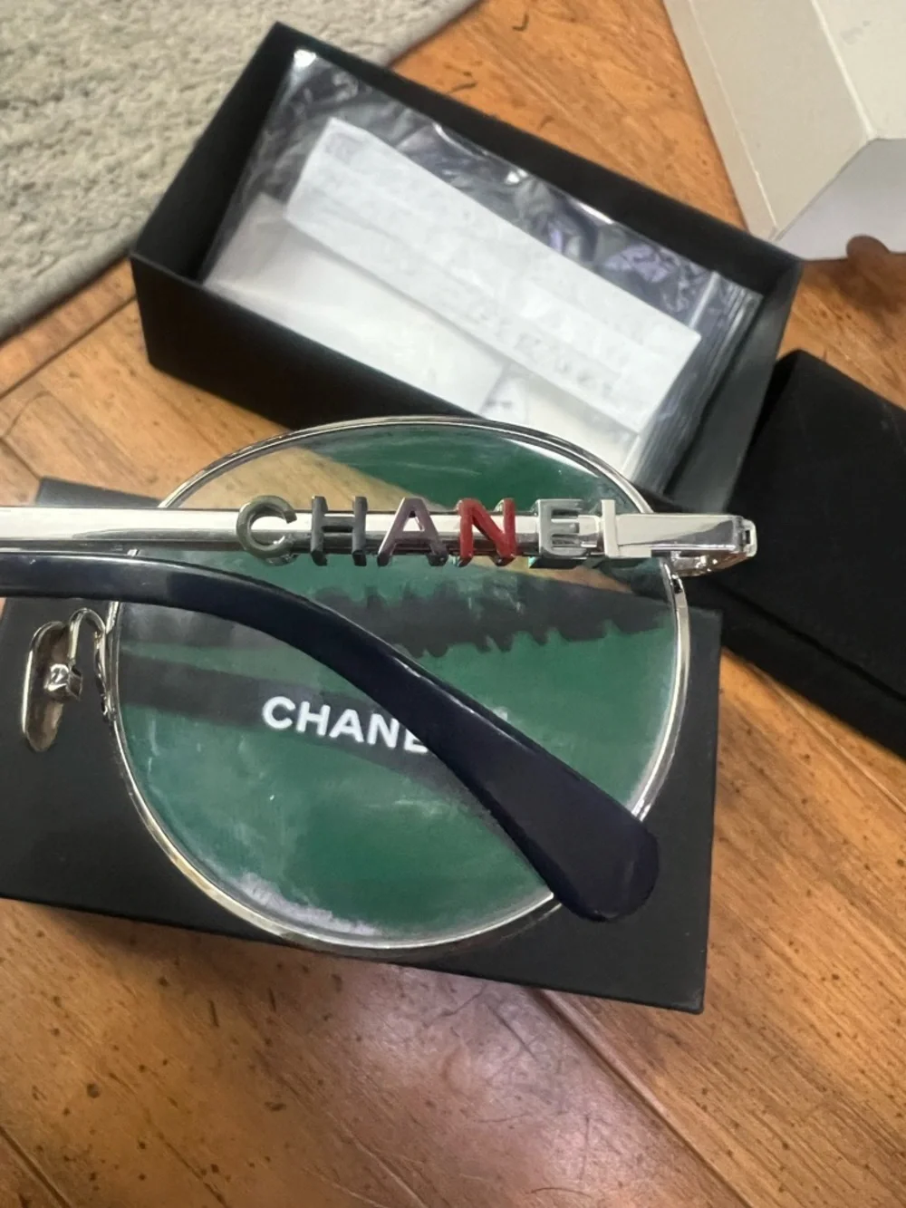 CHANEL Round Silver Metal Frame Glasses sunglasses frame
